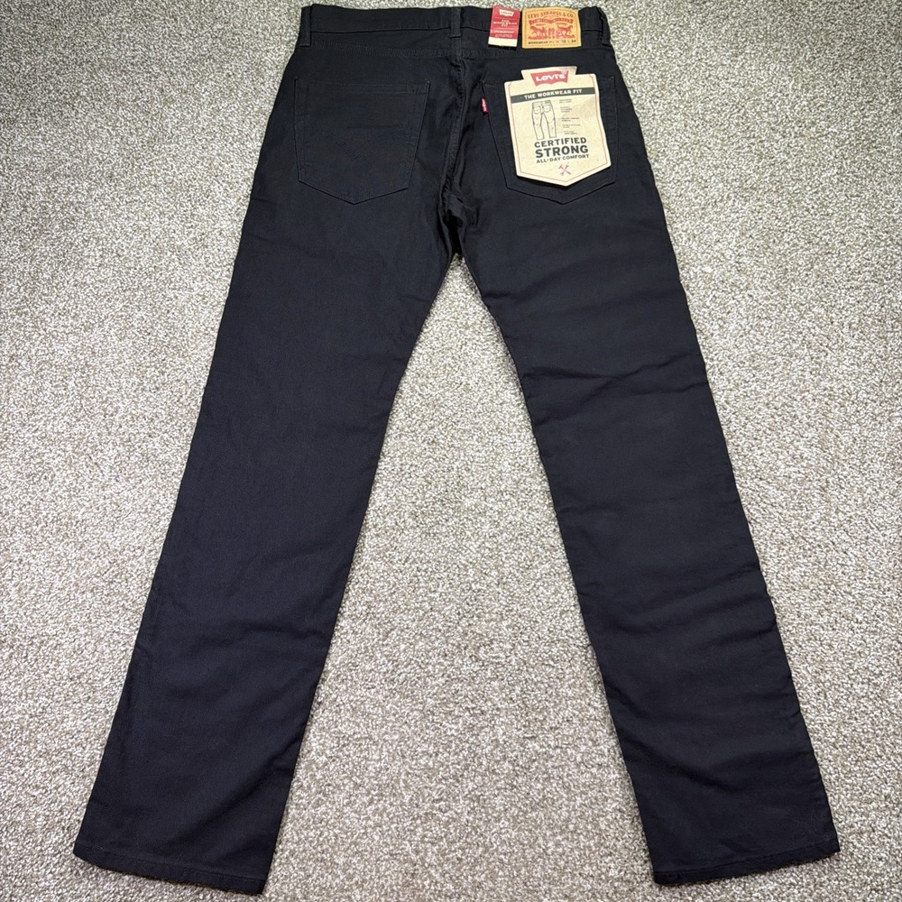 Black Levi Workwear Fit Jeans New 33X34 Straight Fit Classic Fits Over Boots